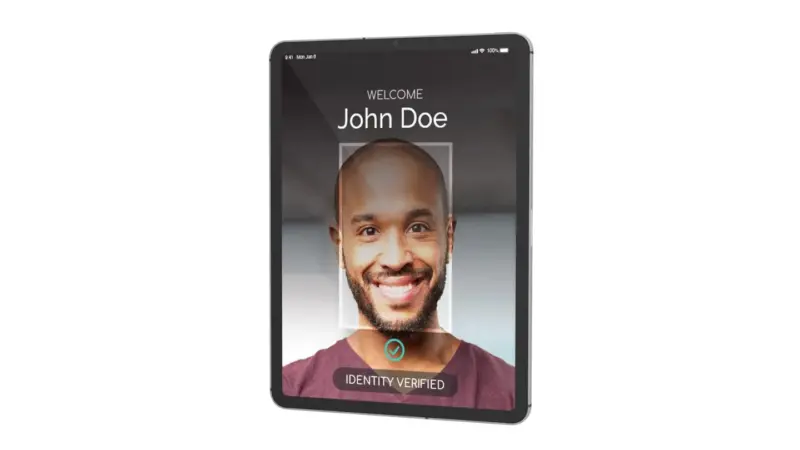 A biometric application running and scanning an individual's face